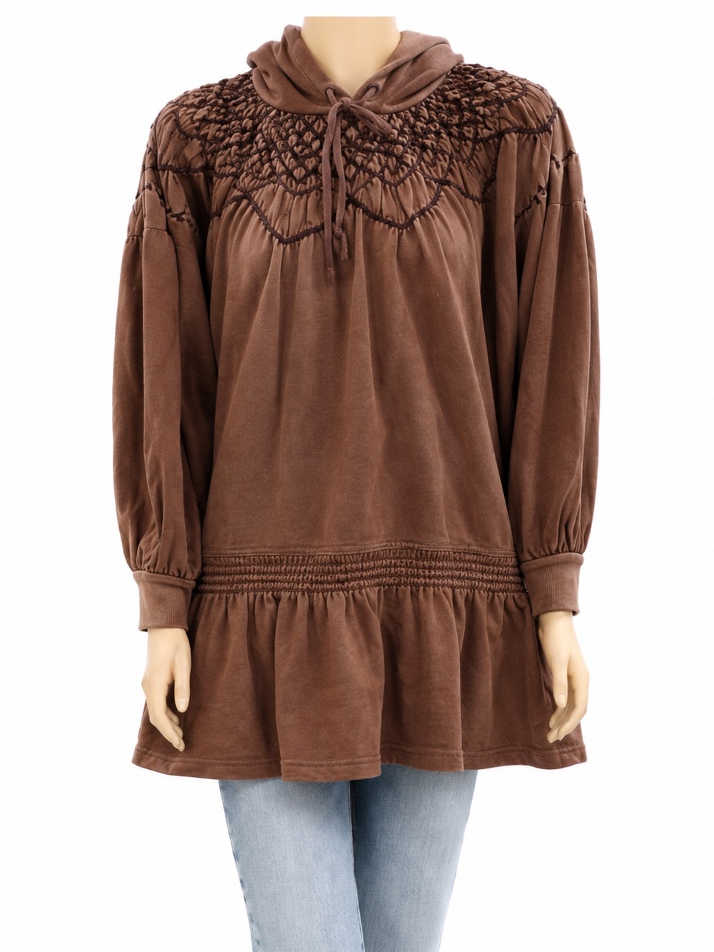 NWT Free People Embroidered Hooded Tunic Dress Size L